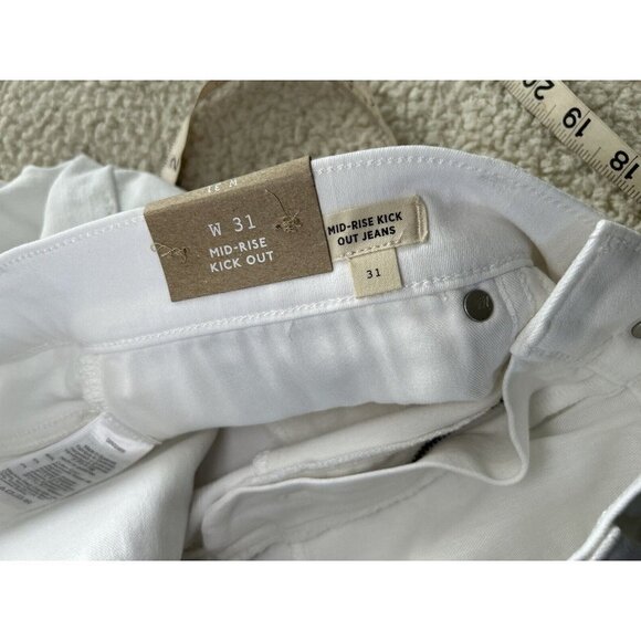 Madewell Womens Mid Rise Kick Out Ankle Length Jeans Pure White Size 31& 32 - Picture 6 of 12